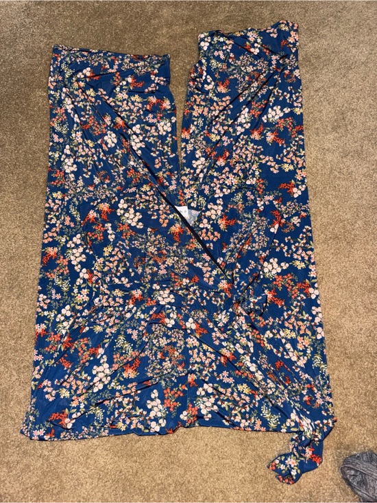 Kaileigh Pants - Kaileigh Blue Floral Wide-Leg Jumpsuit